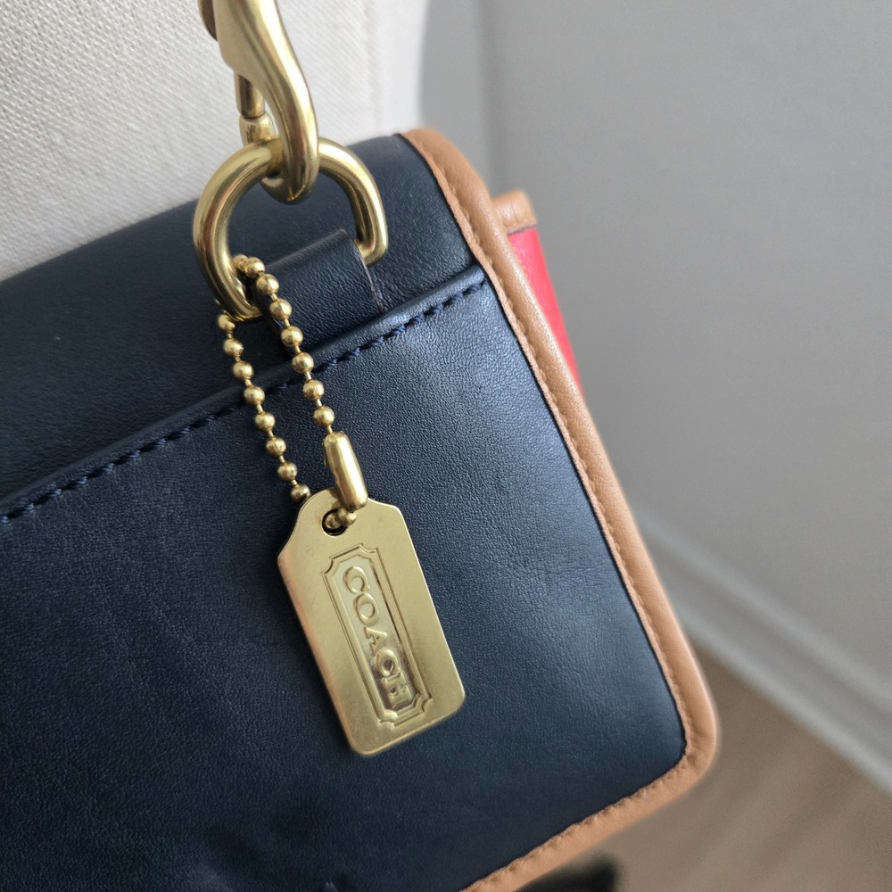 Vintage Coach Legacy Spectator Mini Bag Navy Tan Red Crossbody #6825 - Picture 3 of 13